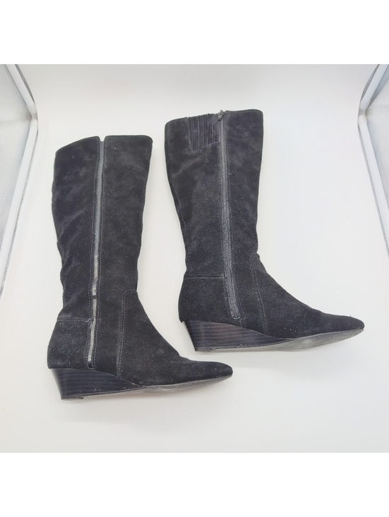 Alfani Shoes - Alfani Swaye Sz 6 Black Suede Knee-High Wedge Boots F0031